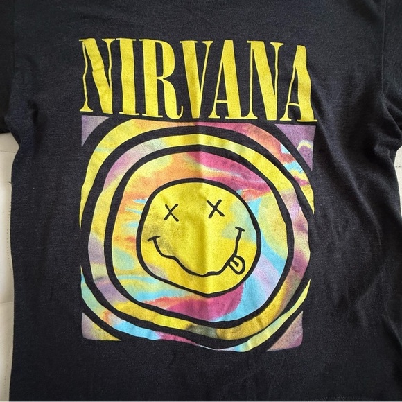 NIRVANA dark gray and Yellow women’s xs T-Shirt - Picture 2 of 7